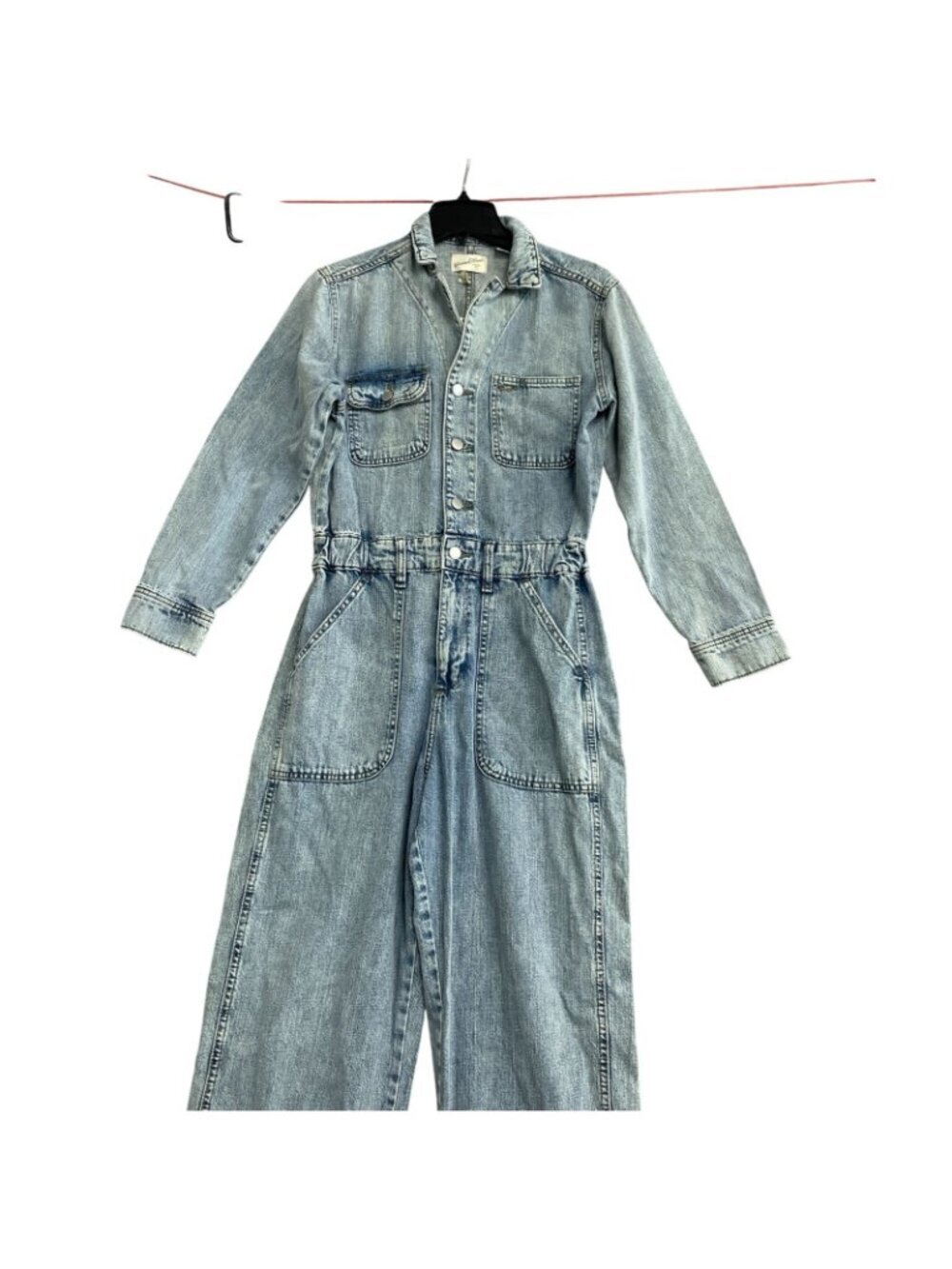 NWT Universal Thread Women’s 2R Denim Utility Jumpsuit Light Wash Button B0851 - Picture 12 of 16